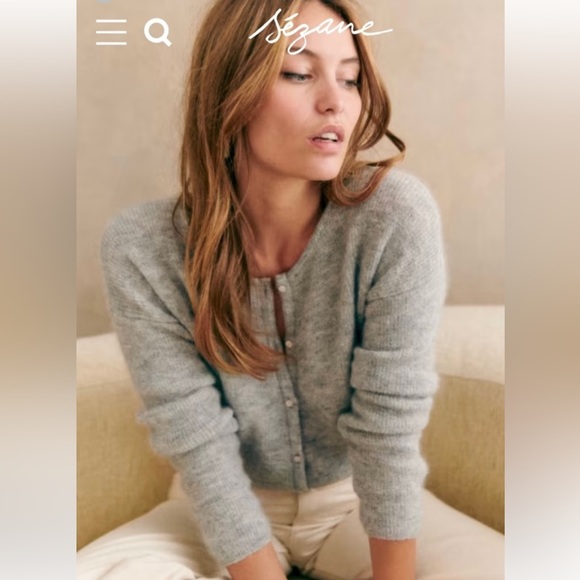 Sezane Gaspard Cardigan Super soft Mohair and Baby Alpaca Blend Lt Grey Size S - Picture 13 of 15